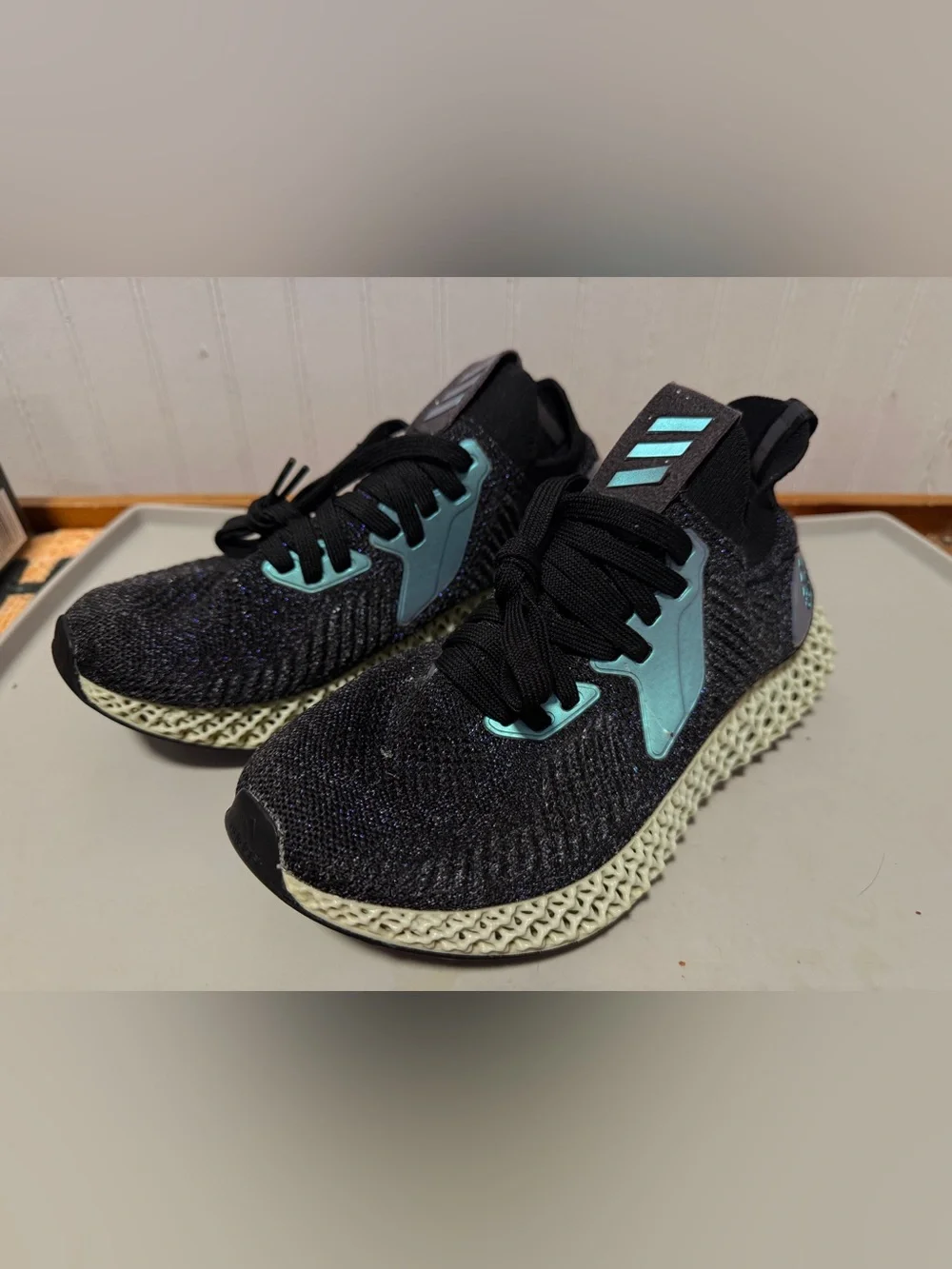 adidas Black and Teal Women's Athletic Running Shoes ultra boost 3d glitter